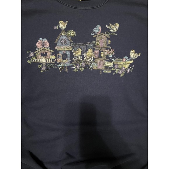 Vintage Navy Blue Birdhouse Graphic Sweatshirt Oversized Crewneck Navy XL - Picture 2 of 9